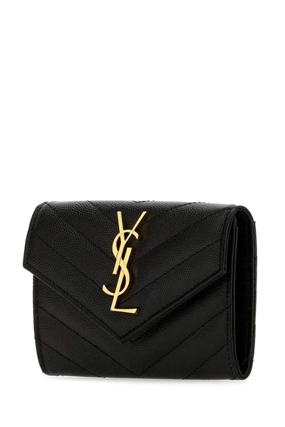 Shop Saint Laurent Monogram Small Envelope Wallet In Black