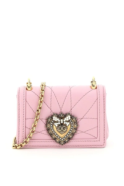 Shop Dolce & Gabbana Devotion Micro Shoulder Bag In Pink