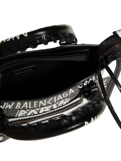 Shop Balenciaga Classic City Graffiti Mini Tote Bag In Black