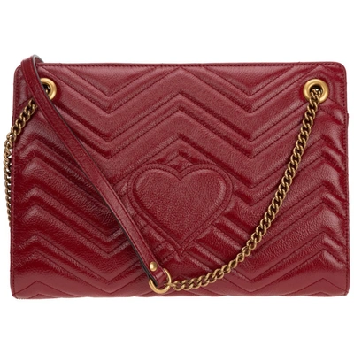 Shop Gucci Marmont Matelassé Chevron Shoulder Bag In Red