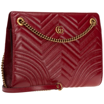 Shop Gucci Marmont Matelassé Chevron Shoulder Bag In Red