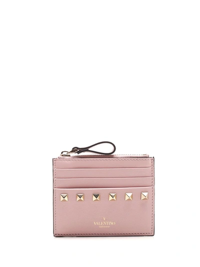 Shop Valentino Garavani Rockstud Cardholder In Pink