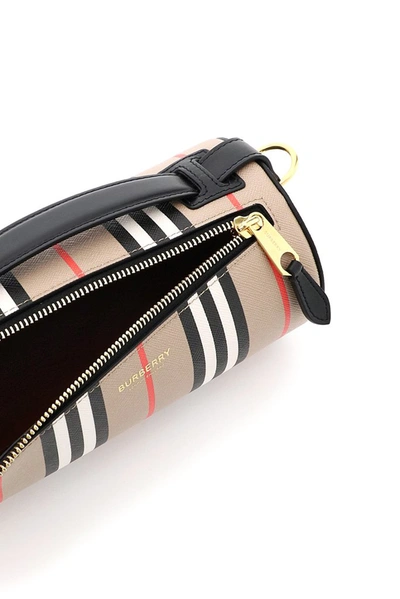 Shop Burberry Icon Stripe Barrel Shoulder Bag In Multi