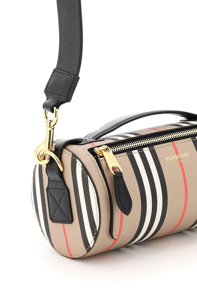 Shop Burberry Icon Stripe Barrel Shoulder Bag In Multi