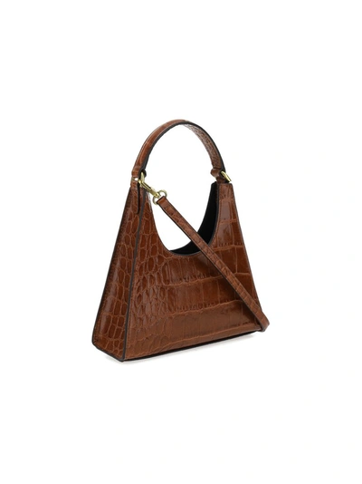 Shop Staud Mini Rey Embossed Tote Bag In Brown