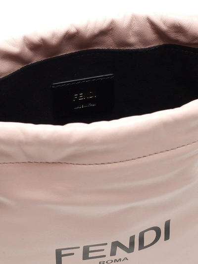 Shop Fendi Logo Print Small Bucket Bag In Pink