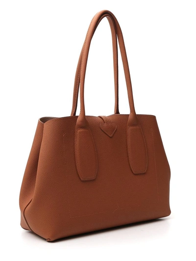 Shop Longchamp Roseau Shoulder Bag In Brown
