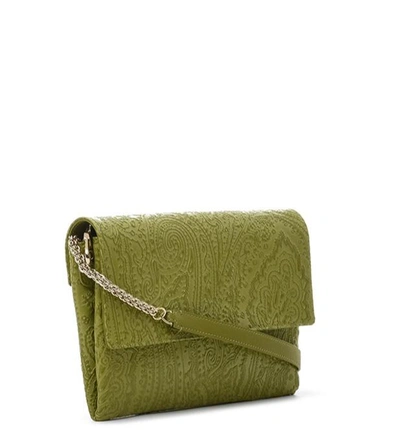 Shop Etro Paisley Embossed Shoulder Bag In Green