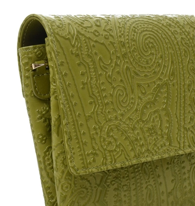 Shop Etro Paisley Embossed Shoulder Bag In Green