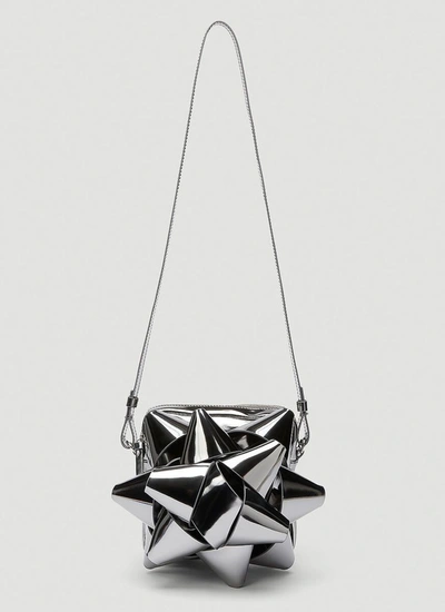 Shop Mm6 Maison Margiela Gift Bow Shoulder Bag In Silver