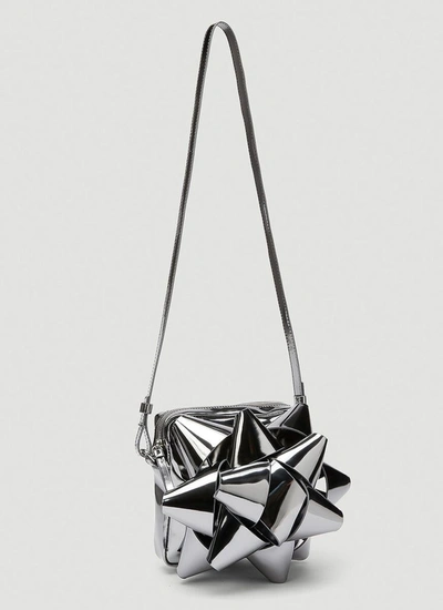 Shop Mm6 Maison Margiela Gift Bow Shoulder Bag In Silver