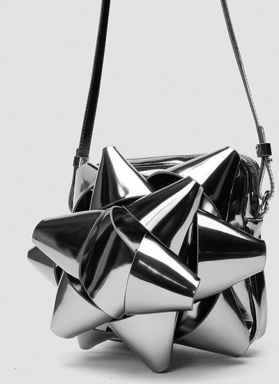 Shop Mm6 Maison Margiela Gift Bow Shoulder Bag In Silver