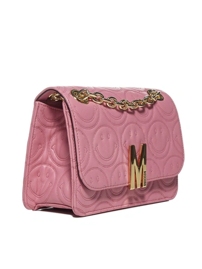 Shop Moschino Smiley M Shoulder Bag In Pink