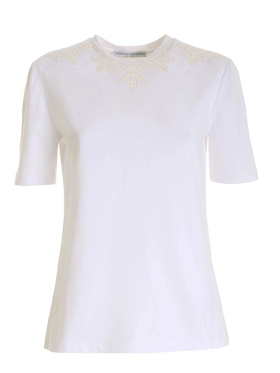 Shop Ermanno Scervino Macramé T-shirt In White