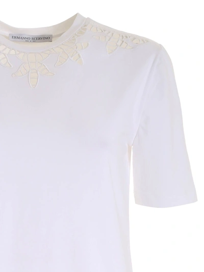 Shop Ermanno Scervino Macramé T-shirt In White