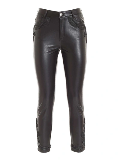 Shop Ermanno Scervino Synthetic Leather Pants In Black