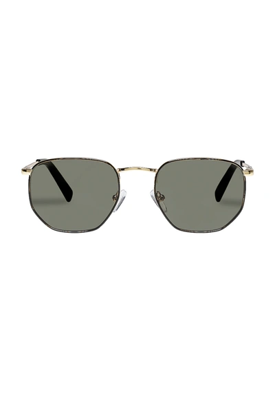 Shop Le Specs Alto In Gold  Black & Khaki Mono