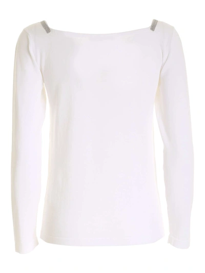 Shop Fabiana Filippi Wide Neck Pullover In White