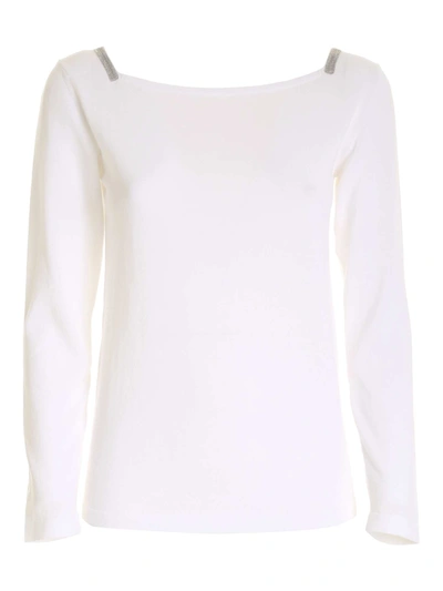 Shop Fabiana Filippi Wide Neck Pullover In White