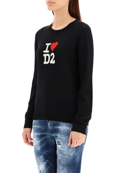 Shop Dsquared2 I Love D2 Crewneck Jumper In Black
