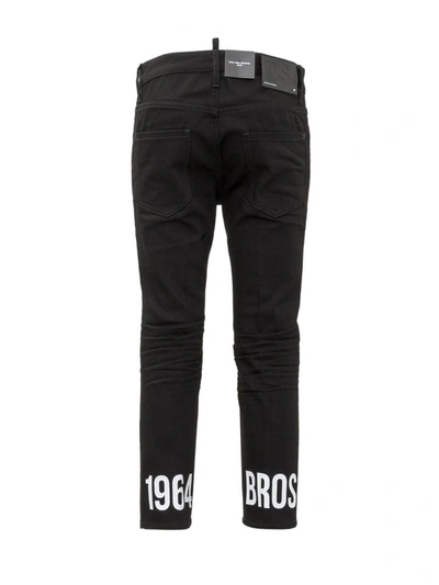 Shop Dsquared2 Logo Print Cropped Jeans In Black