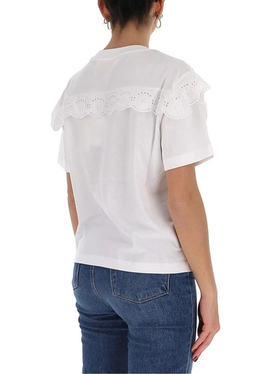 Shop See By Chloé Lace Trim Crewneck T In White