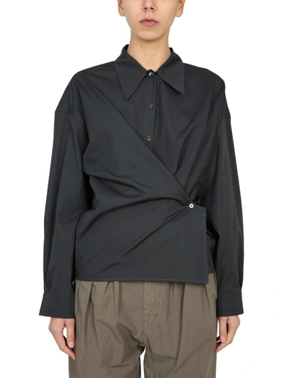 Shop Lemaire Twisted Classic Collar Shirt In Black