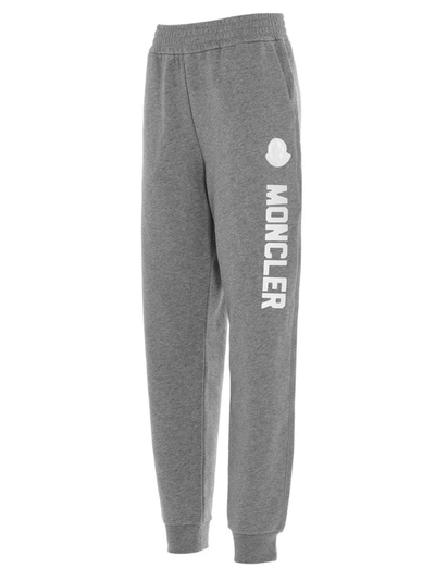 Shop Moncler Logo Printed Track Pants In Grey