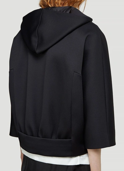 Shop Prada Cropped Hooded Jacket In Black