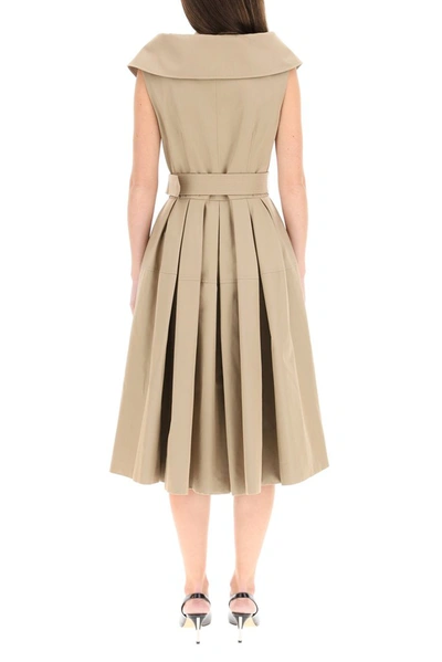 Shop Alexander Mcqueen Belted Trench Dress In Beige