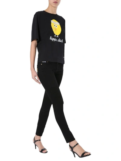 Shop Boutique Moschino Hippie Chick Print T In Black
