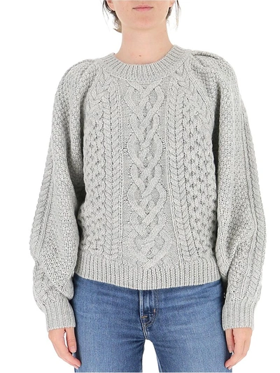 Shop Isabel Marant Étoile Cable Knit Crewneck Jumper In Grey