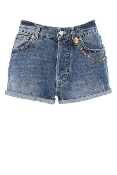 Shop Givenchy Chain Detail Denim Shorts In Blue