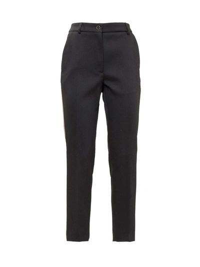 Shop Moncler Side Stripe Cropped Pants In Black