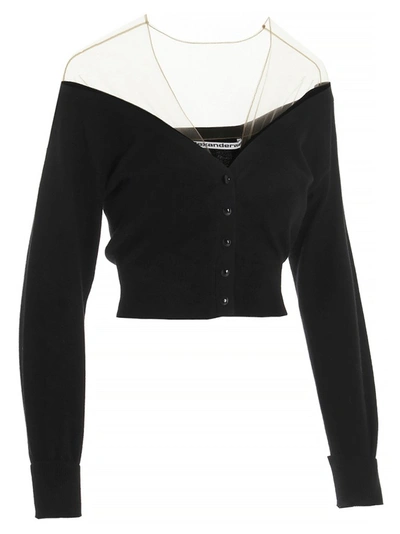 Shop Alexander Wang Fitted Cropped Cardigan In Black