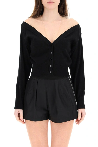 Shop Alexander Wang Fitted Cropped Cardigan In Black