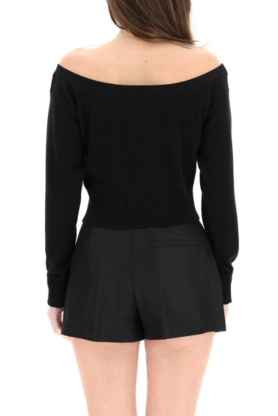 Shop Alexander Wang Fitted Cropped Cardigan In Black