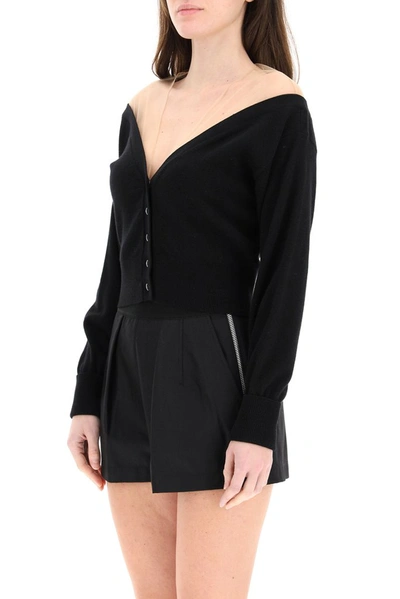 Shop Alexander Wang Fitted Cropped Cardigan In Black