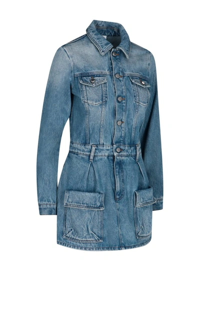 Shop Red Valentino Redvalentino Denim Buttoned Playsuit In Blue