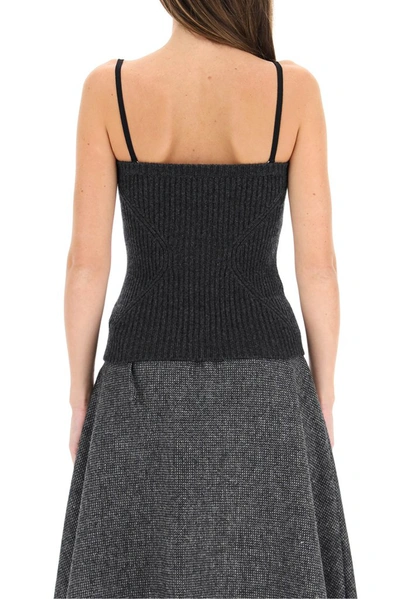 Shop Valentino Knitted Tank Top In Grey