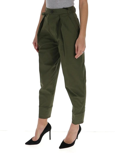Shop Dsquared2 High Waisted Cropped Pants In Green
