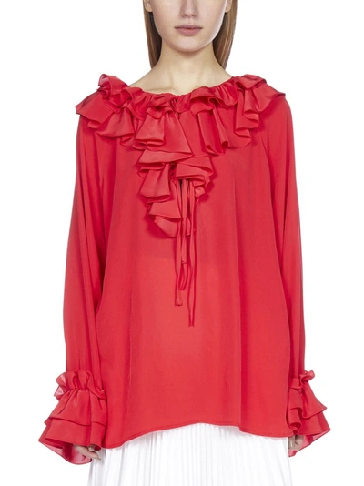 Shop P.a.r.o.s.h . Ruffled Collar Blouse In Red