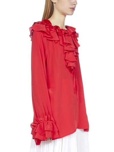Shop P.a.r.o.s.h . Ruffled Collar Blouse In Red