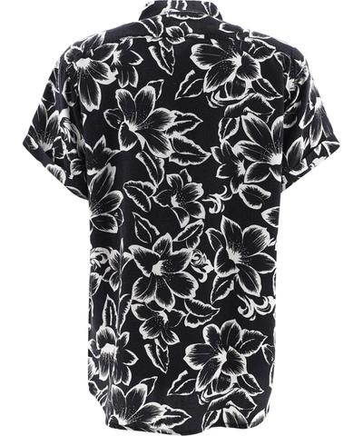 Shop Saint Laurent Floral Print Short In Black