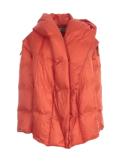Shop Issey Miyake Detachable Sleeve Puffer Jacket In Red