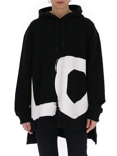 Shop Burberry Love Print Oversized Hoodie In Black