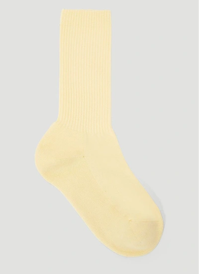 Shop Jacquemus Les Chaussettes Logo Socks In Yellow
