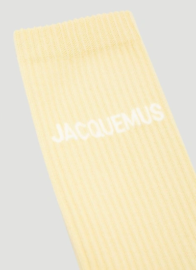 Shop Jacquemus Les Chaussettes Logo Socks In Yellow