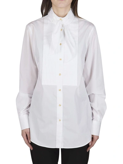 Shop Dolce & Gabbana Pleated Detail Shirt In White