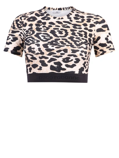 Shop Paco Rabanne Leopard Printed Cropped Top In Multi